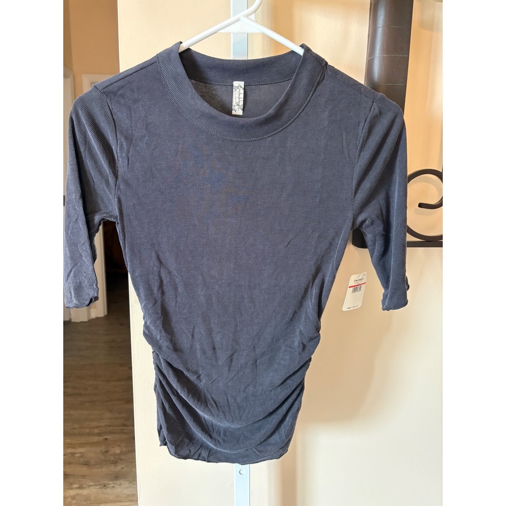 Intimately Free People Ribbed Elbow Sleeve Top Charcoal Gray OB1060305 XS